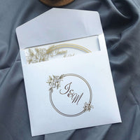 Faire part mariage blanc et or
