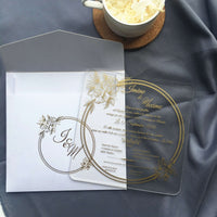 Faire part mariage blanc et or