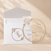 Faire part mariage blanc et or