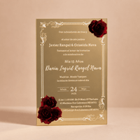 Faire part mariage bordeaux et or