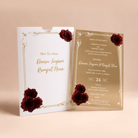 Faire part mariage bordeaux et or