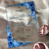 Faire part mariage fleur bleu