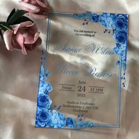 Faire part mariage fleur bleu