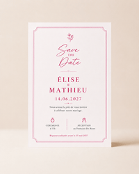 Faire part mariage rose fushia​