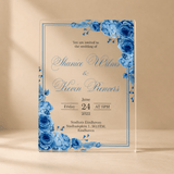 Faire part mariage fleur bleu