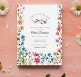 Faire part mariage fleurs colorées