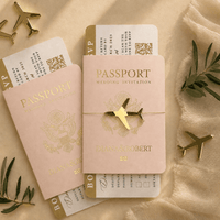 Faire part mariage passeport et billet d'avion
