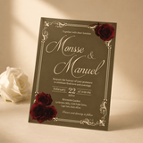 Faire part mariage rouge et or