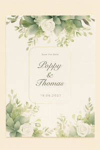 Faire part mariage vert et or