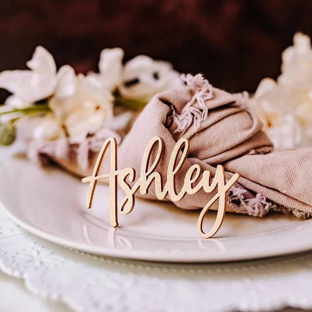 Marque place mariage bois