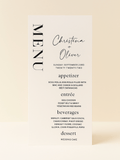 Menu mariage noir et blanc