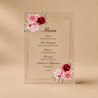Menu mariage transparent