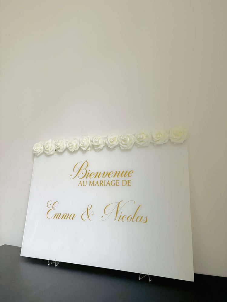 Panneau De Bienvenue Mariage Personnalisé - Tapisserie Avec Noms Et Date, Décoration Extérieure Ou Intérieure Cérémonie