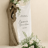 panneau de bienvenue mariage tissu